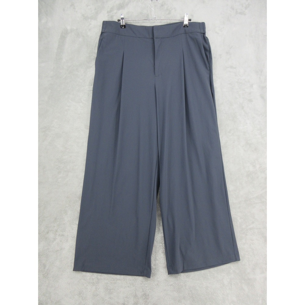 Athleta Pants Womens Size 16 Pinnacle High Waist Pleated Wide Leg Pockets Gray